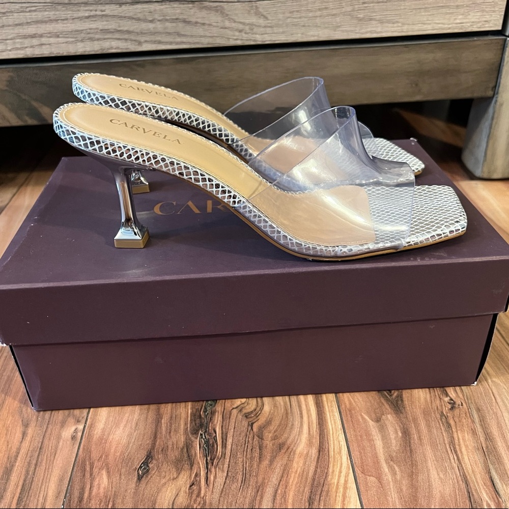 Carvela clear slip on heel